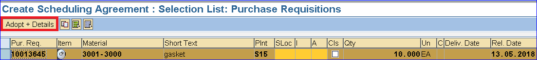 SAP SCHEDULING AGREEMENT