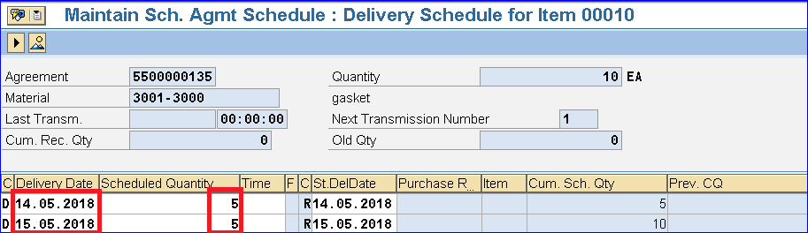 SAP SCHEDULING AGREEMENT